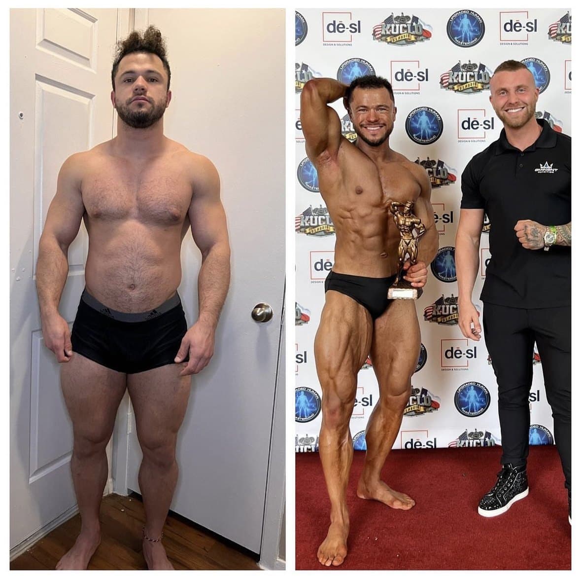 Client transformation with Casey Barnette at a physique show