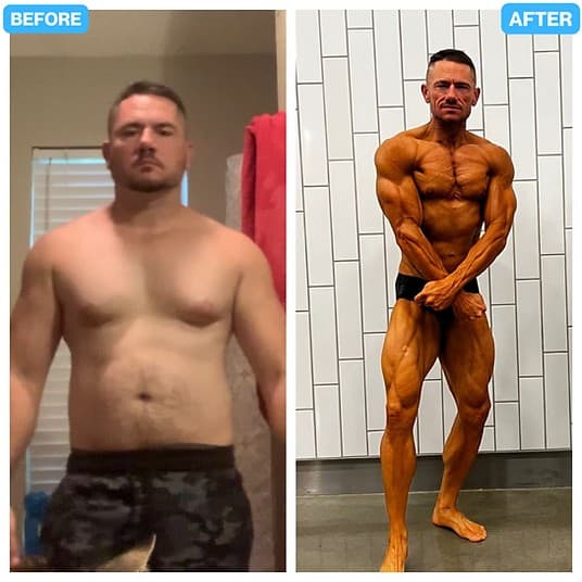 Before and after classic physique transformation