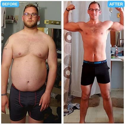 Before and after men's transformation with glasses